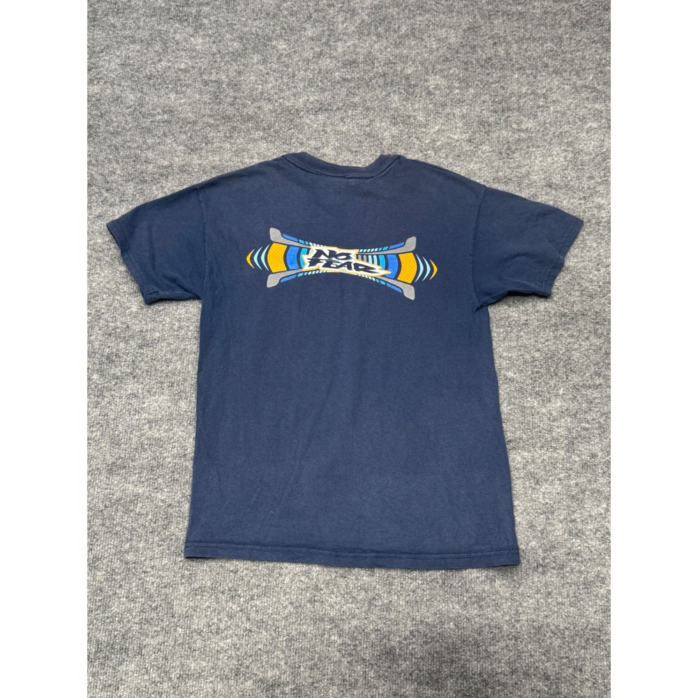 Vintage No Fear Graphic T-Shirt Kids Large 14-16 Navy Blue Cotton Skate Surf
